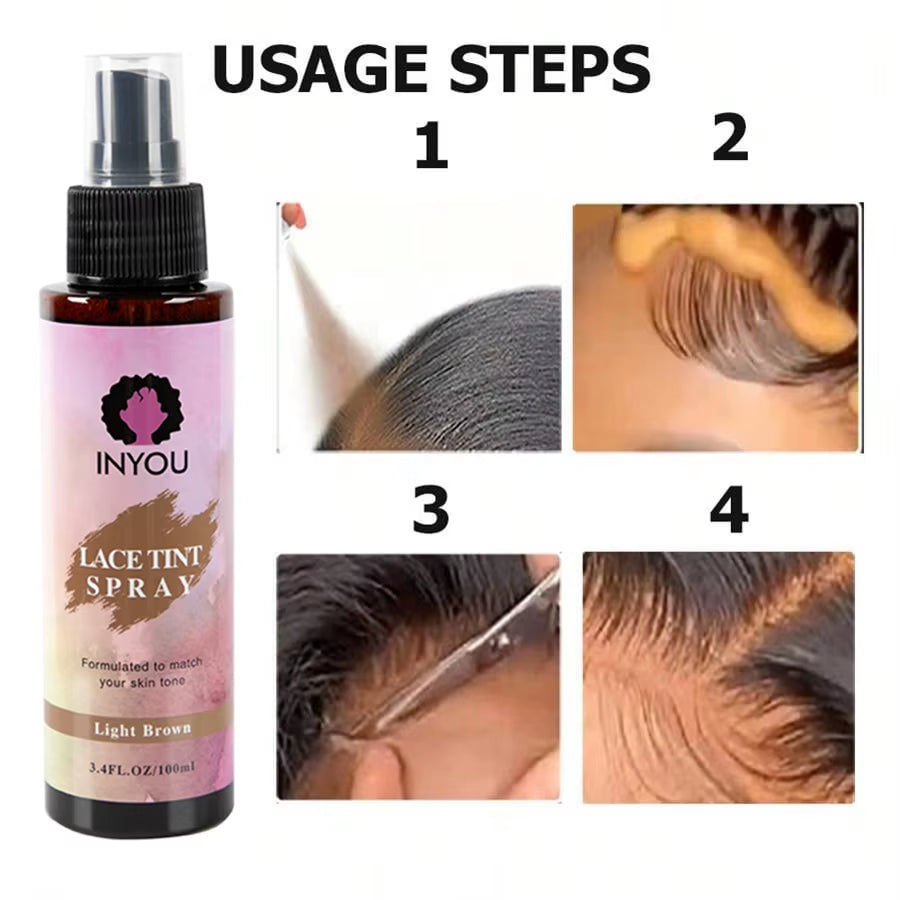 Lace Tint Spray for Wigs,Waterproof Lace Tint Melting Mousse Spray Concealer for Lace Closure Front Wigs Toupees Edge Control La