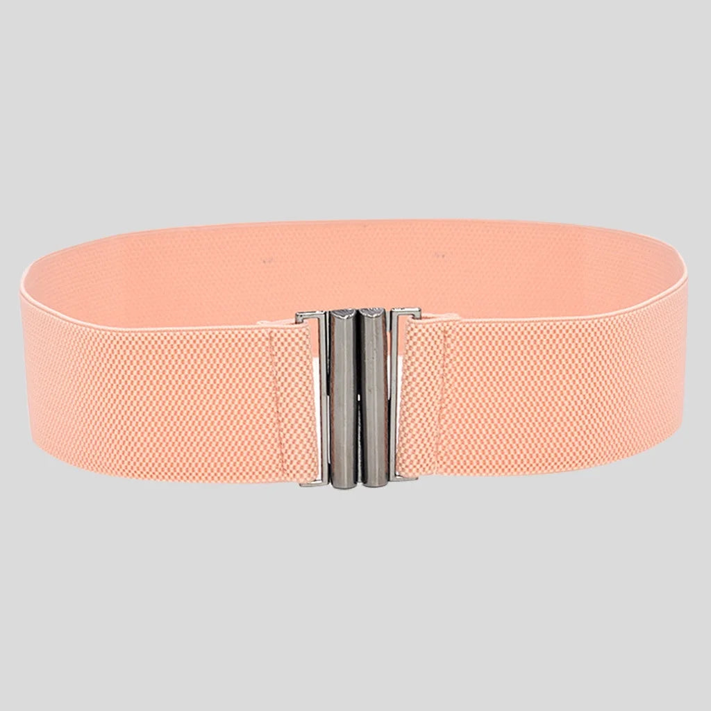 Belt Buckle Stretch Dress Belt Lady Elastic Waist Wide Belts Women Wide Fashion Belt Accessory Coffee