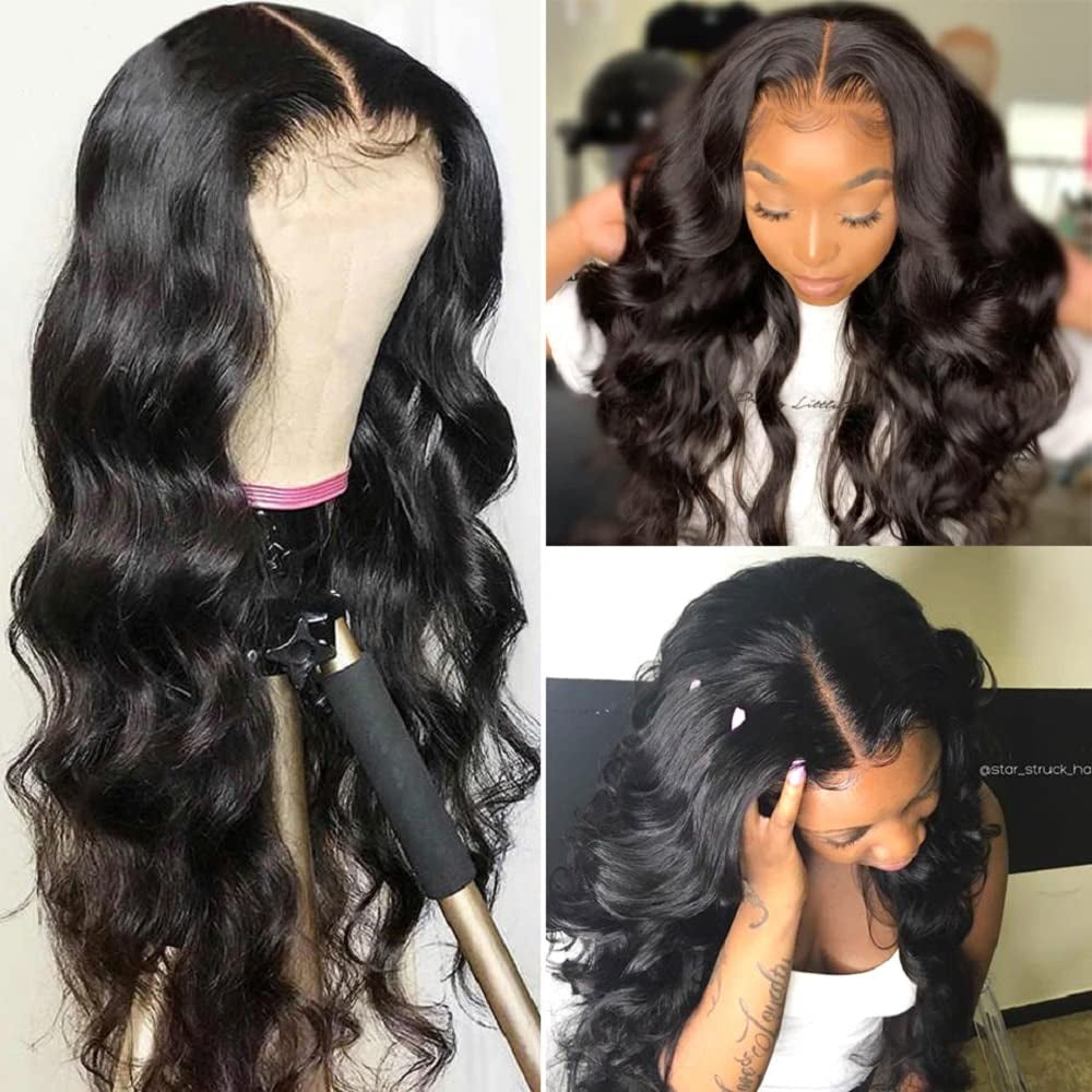 26 Inch Long Body Wave Lace Front Wigs 4X4 Lace Closure Wigs Human Hair Body Wave Brazilian Lace Closure Wigs Human Hair with Baby Hair 150% Density Body Wave Wig Human Hair Wigs for Black Women