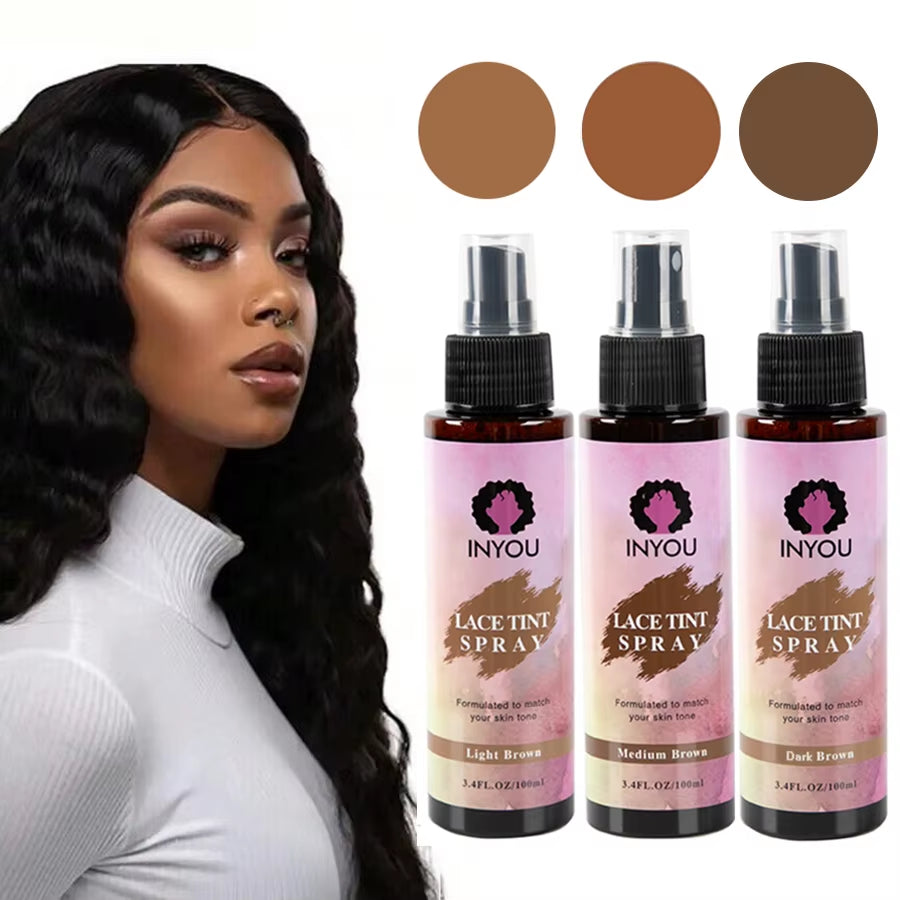 Lace Tint Spray for Wigs,Waterproof Lace Tint Melting Mousse Spray Concealer for Lace Closure Front Wigs Toupees Edge Control La