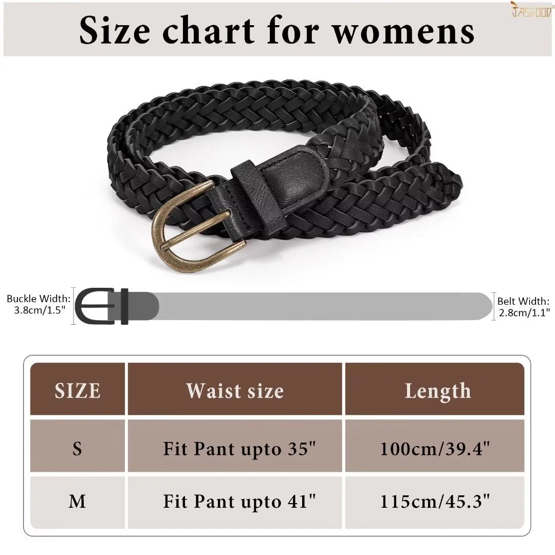 Set of 4  Women Skinny Braided Leather Belts Thin Belt for Ladies Dresses Pants