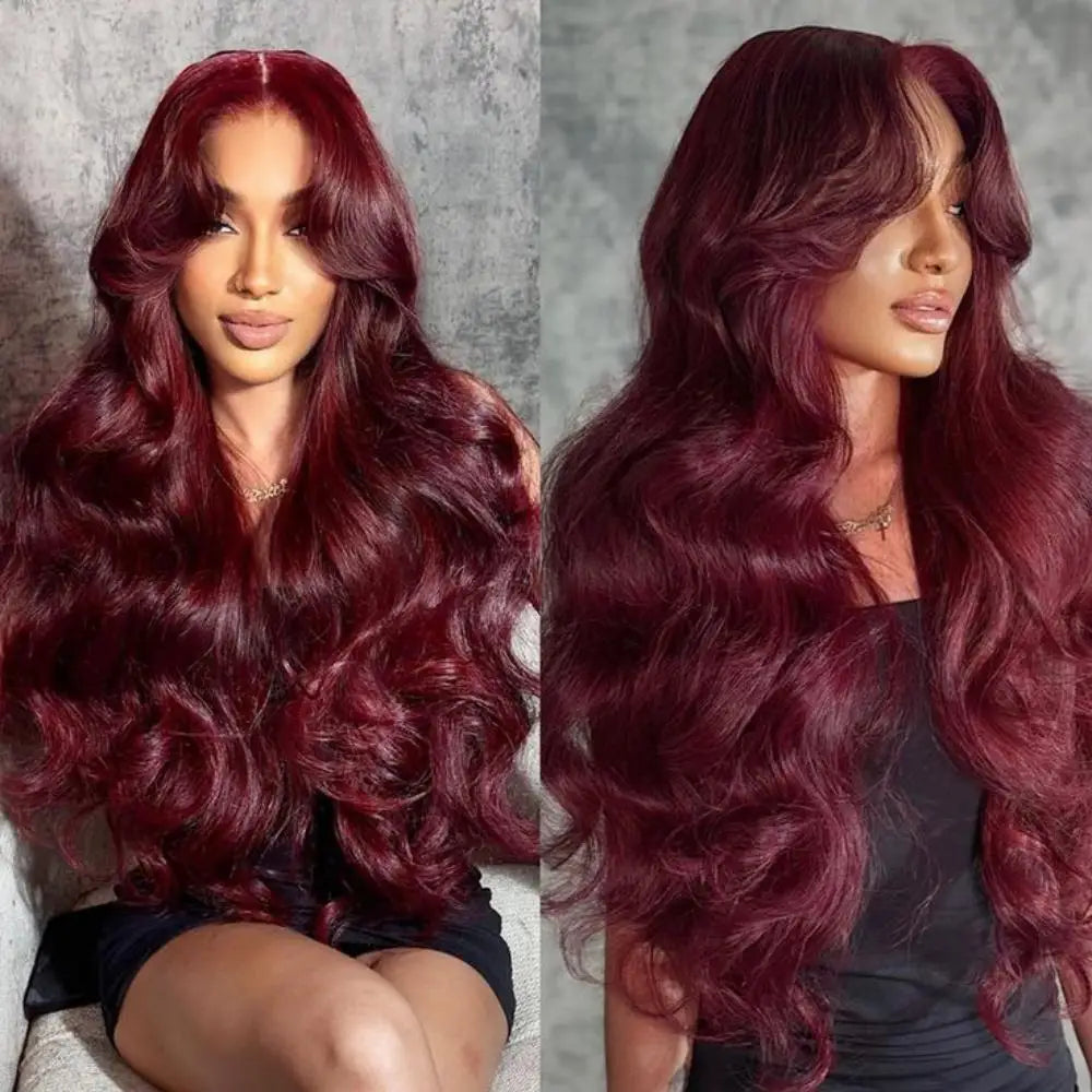 180 Density Burgundy 13x6 HD Lace Frontal Wig 99j Body Wave 13x4 Lace Front Human Hair Brazilian Human Hair 30 34 Inch