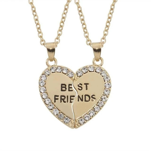 Fashion Best Friends Honey Love Couple Pendant Necklace 2 Pcs/ Set Chain Choke Broken Heart BFF Good Friendship Jewelry Gift