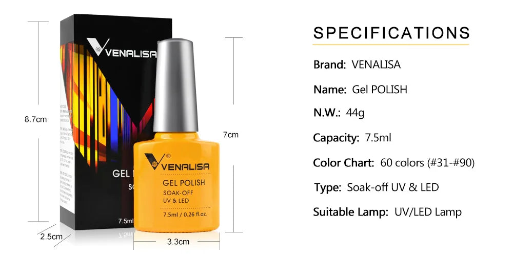 Luxury Color Nail Gel Venalisa Gel Nail Polish Lacquer Soak Off UV LED Long Lasting Nail Gel Varnish Good Price Super Gel Polish