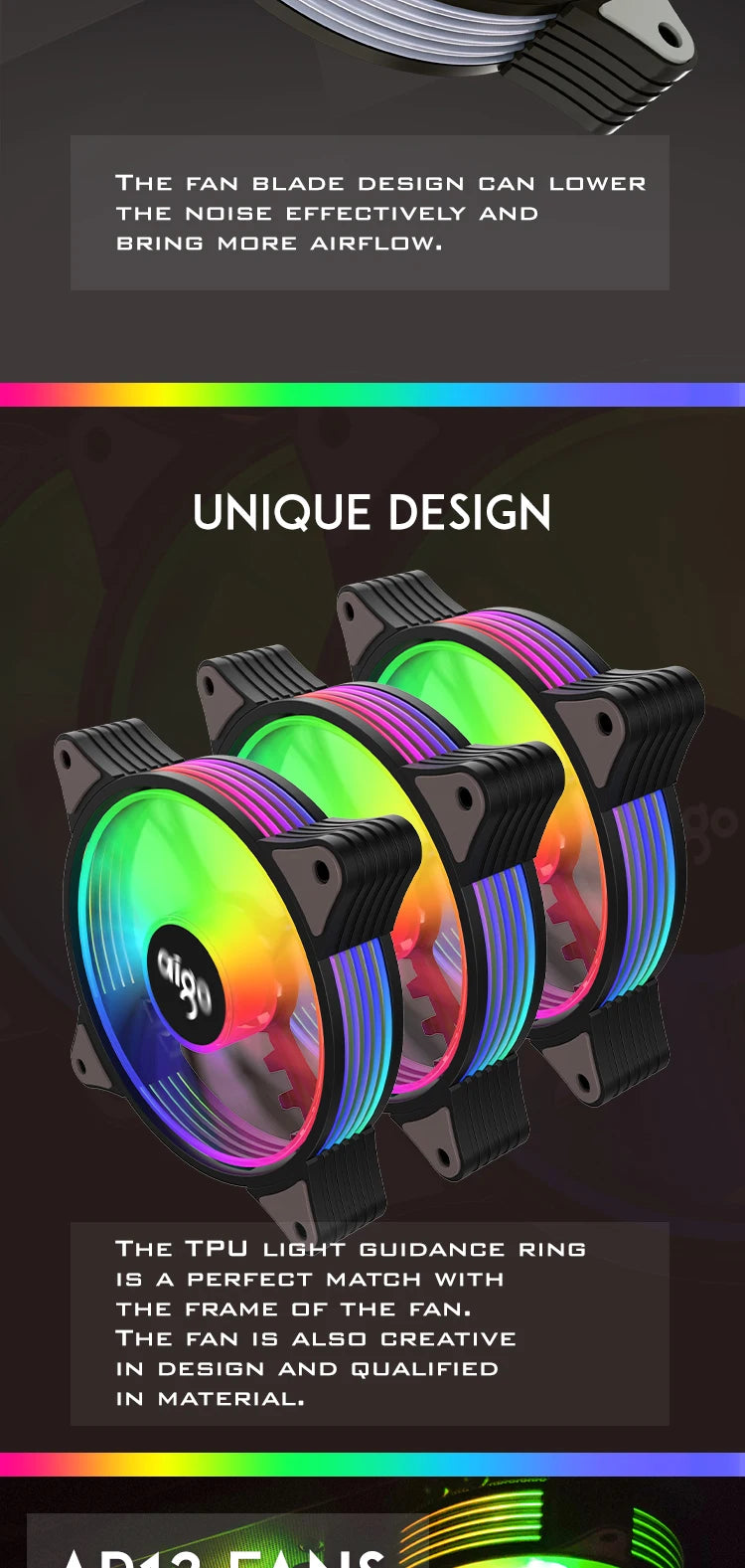 Aigo AR12 120mm pc computer Case Fan RGB Heatsink aura sync sata port 12cm Cooler argb Silent controller fan cooling ventilador