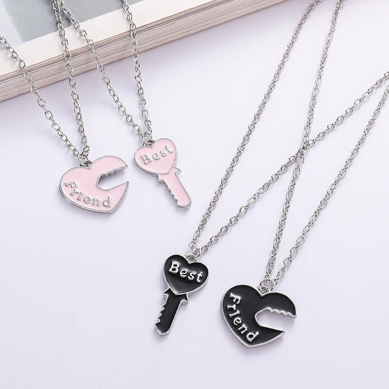 Fashion Best Friends Honey Love Couple Pendant Necklace 2 Pcs/ Set Chain Choke Broken Heart BFF Good Friendship Jewelry Gift