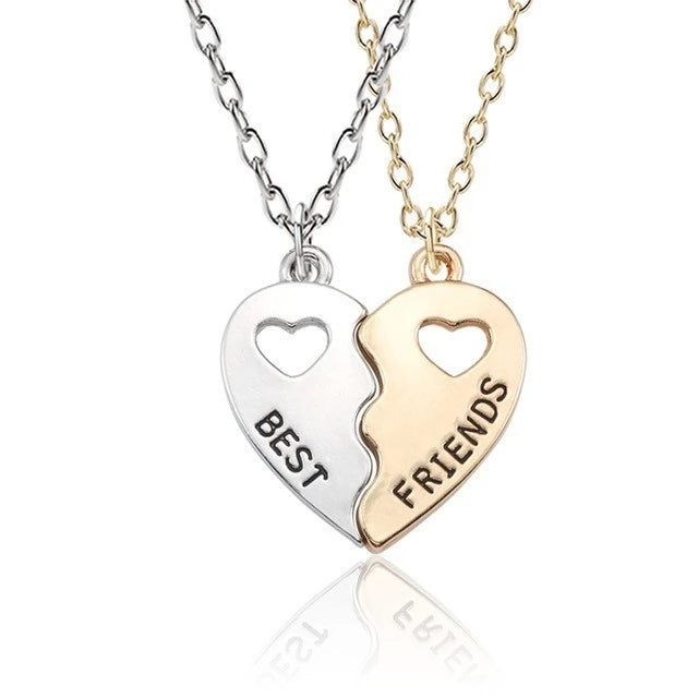 Fashion Best Friends Honey Love Couple Pendant Necklace 2 Pcs/ Set Chain Choke Broken Heart BFF Good Friendship Jewelry Gift