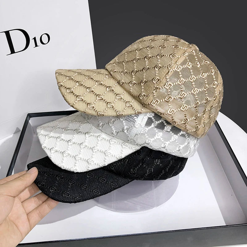 2021 New Best-selling Hat Summer Thin Hollow Mesh Ladies Caps Net Red The Same Fashion All-match Tide Brand Baseball Cap