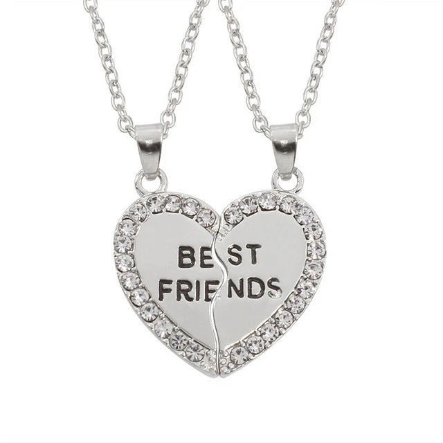 Fashion Best Friends Honey Love Couple Pendant Necklace 2 Pcs/ Set Chain Choke Broken Heart BFF Good Friendship Jewelry Gift