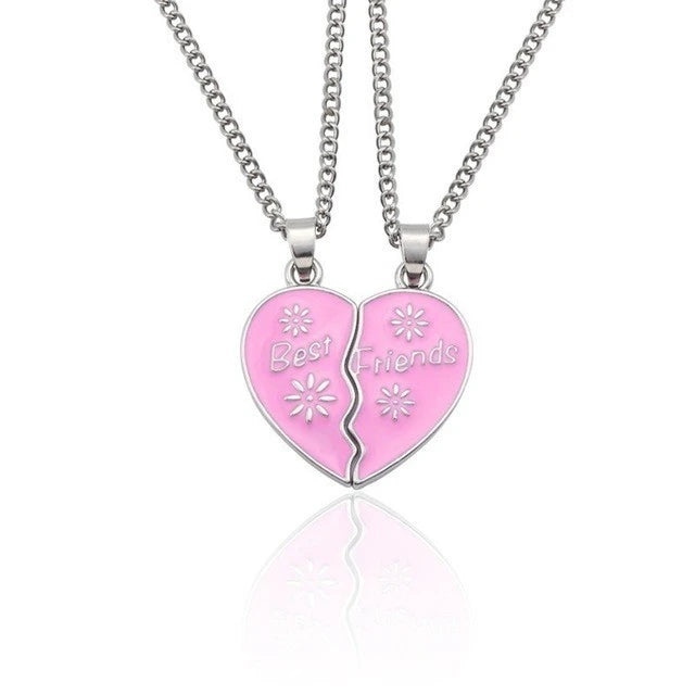 Fashion Best Friends Honey Love Couple Pendant Necklace 2 Pcs/ Set Chain Choke Broken Heart BFF Good Friendship Jewelry Gift