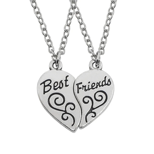 Fashion Best Friends Honey Love Couple Pendant Necklace 2 Pcs/ Set Chain Choke Broken Heart BFF Good Friendship Jewelry Gift