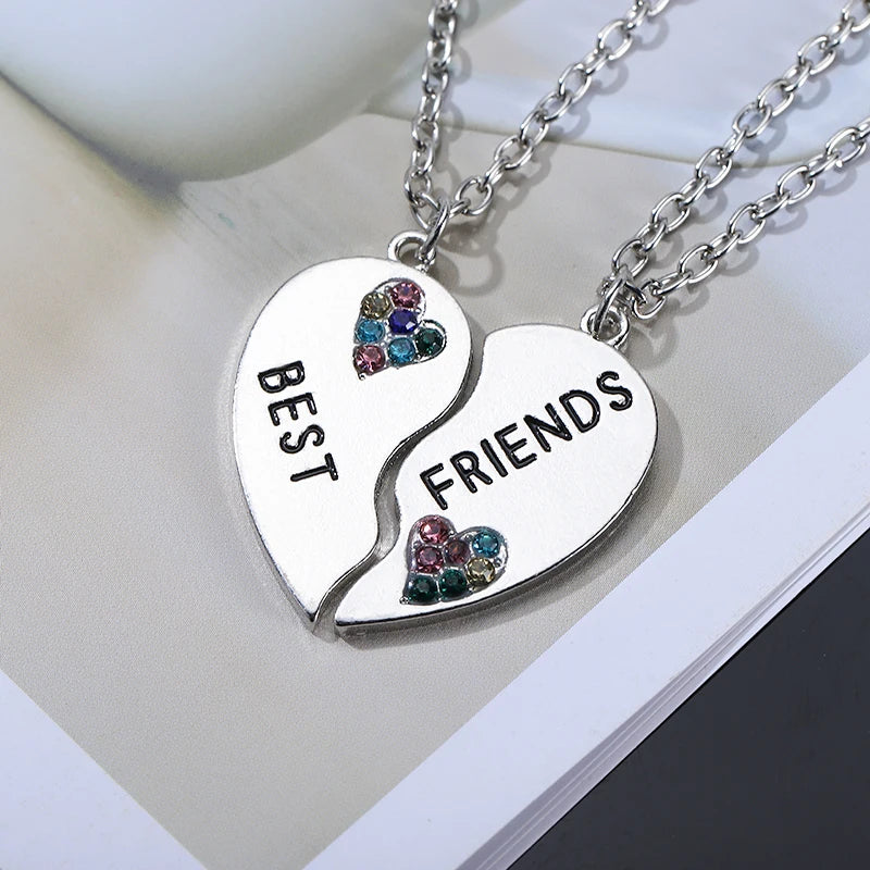 Fashion Best Friends Honey Love Couple Pendant Necklace 2 Pcs/ Set Chain Choke Broken Heart BFF Good Friendship Jewelry Gift