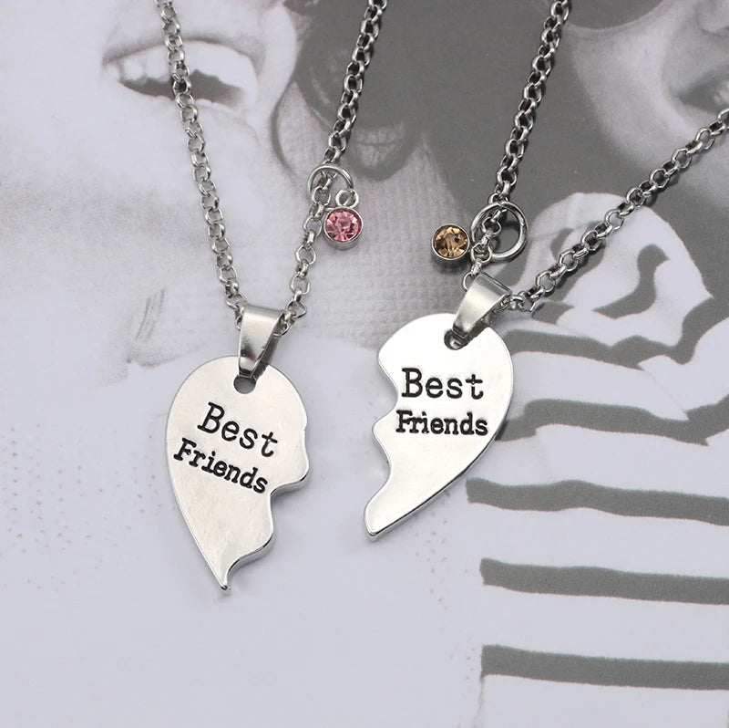 Fashion Best Friends Honey Love Couple Pendant Necklace 2 Pcs/ Set Chain Choke Broken Heart BFF Good Friendship Jewelry Gift