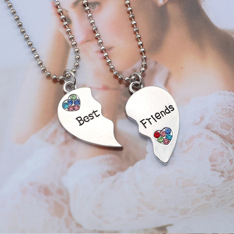 Fashion Best Friends Honey Love Couple Pendant Necklace 2 Pcs/ Set Chain Choke Broken Heart BFF Good Friendship Jewelry Gift