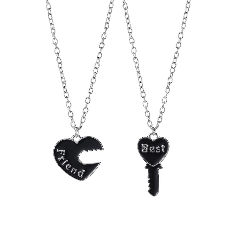 Fashion Best Friends Honey Love Couple Pendant Necklace 2 Pcs/ Set Chain Choke Broken Heart BFF Good Friendship Jewelry Gift