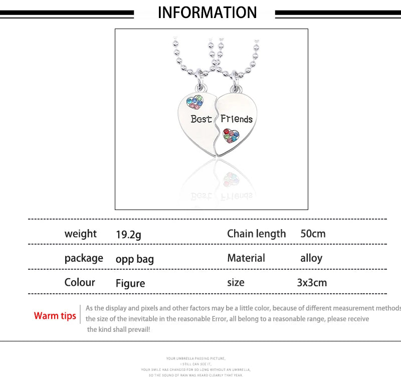 Fashion Best Friends Honey Love Couple Pendant Necklace 2 Pcs/ Set Chain Choke Broken Heart BFF Good Friendship Jewelry Gift