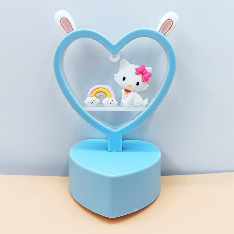 Sanrio Night Light Hello Kitty Cinnamoroll Melody Kuromi Cartoon Kids Glow Table Lamp Creative Heart Shaped Night light Gifts