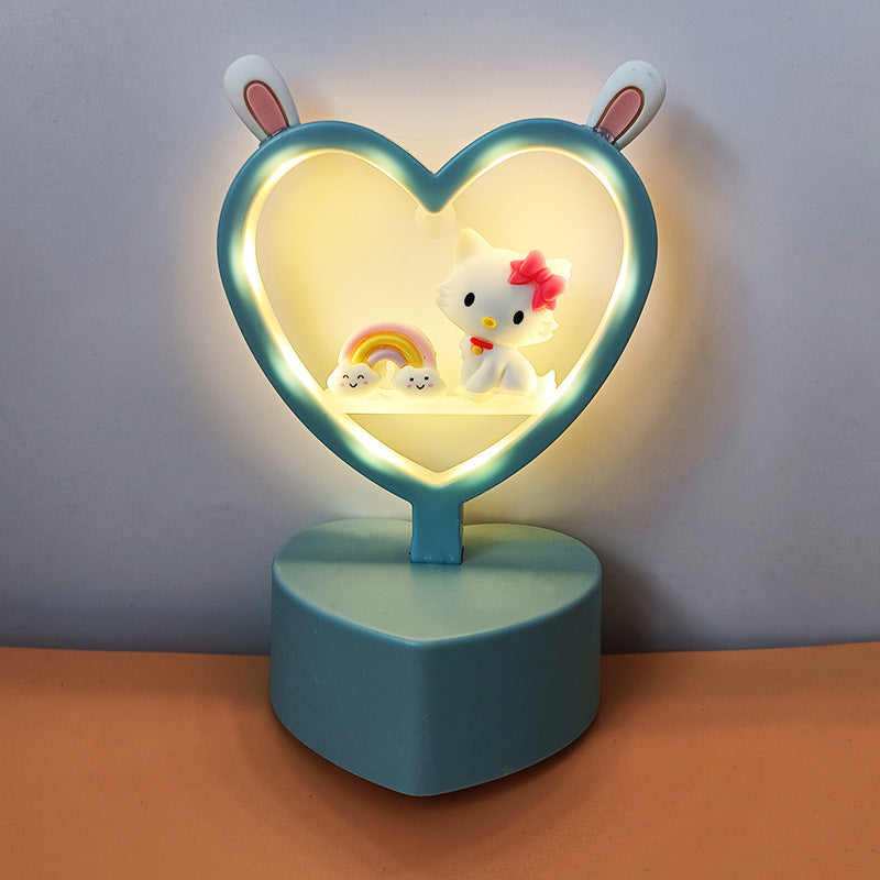 Sanrio Night Light Hello Kitty Cinnamoroll Melody Kuromi Cartoon Kids Glow Table Lamp Creative Heart Shaped Night light Gifts