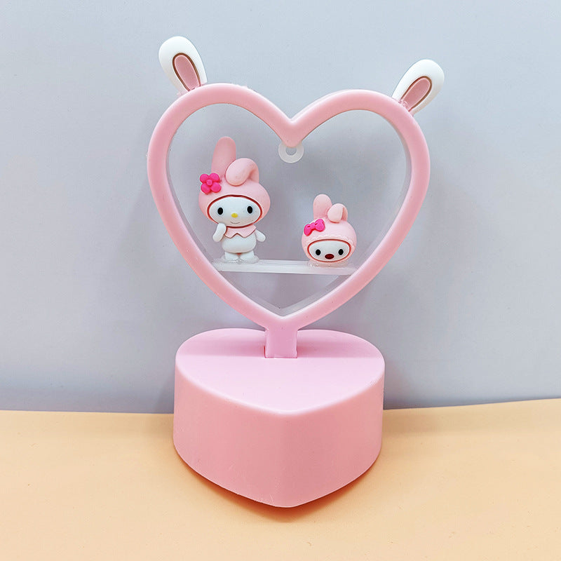 Sanrio Night Light Hello Kitty Cinnamoroll Melody Kuromi Cartoon Kids Glow Table Lamp Creative Heart Shaped Night light Gifts