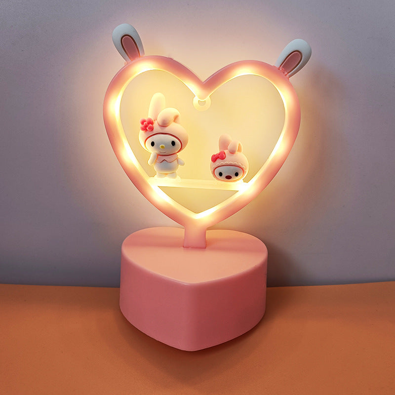 Sanrio Night Light Hello Kitty Cinnamoroll Melody Kuromi Cartoon Kids Glow Table Lamp Creative Heart Shaped Night light Gifts