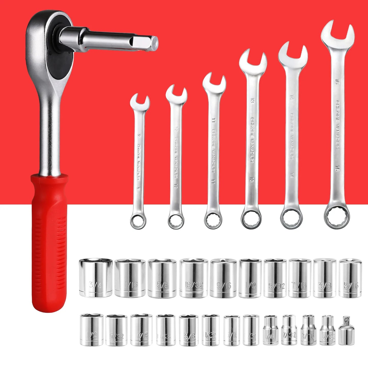 198 Piece Socket Wrench Auto Repair Tool Combination Package Mixed Tool Set Hand Tool Kit with Plastic Toolbox Storage Case