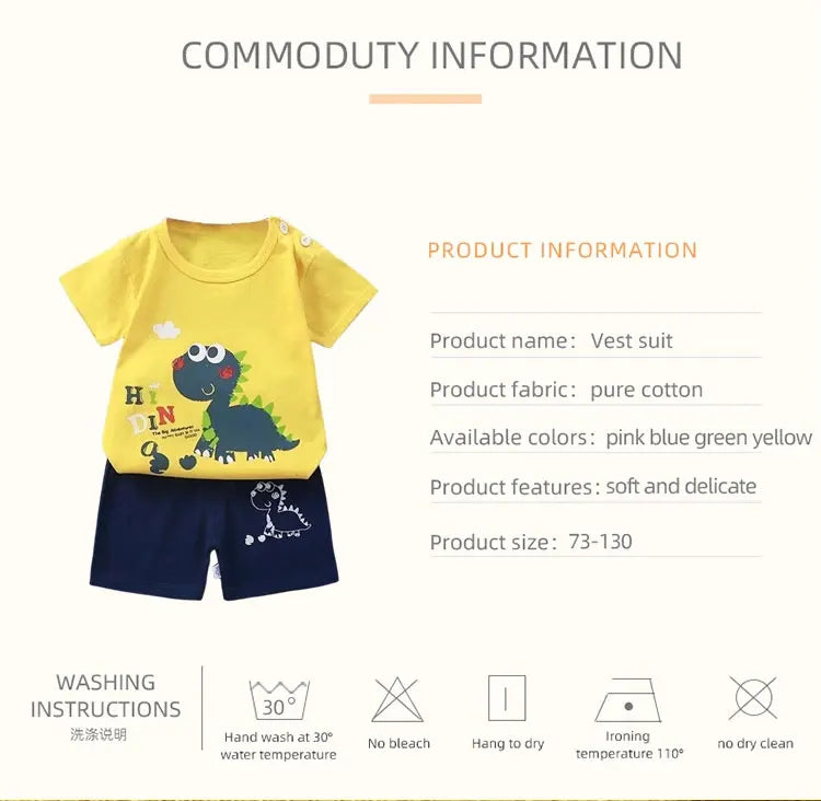 Fashion Kids Clothes Boys Girls Sets Top Shorts 2PCS 100% Cotton Soft Summer Children Baby Cloths T-shirt Shorts Toddler Suit