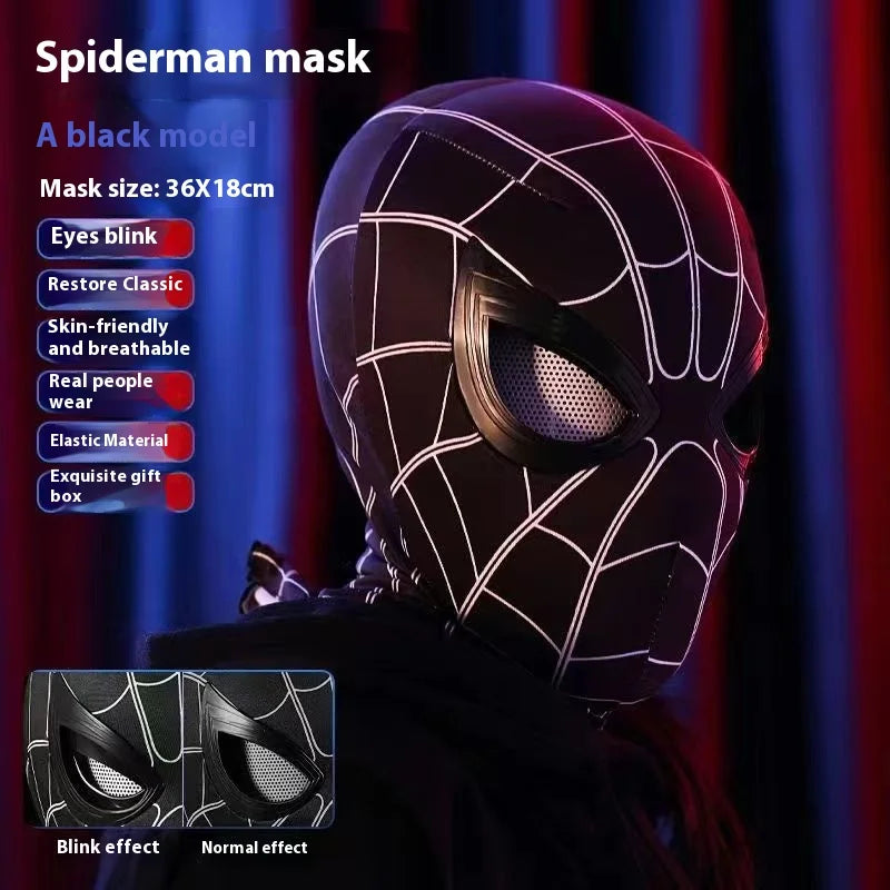 Halloween Spider Man Headset Eye Movement Touch Luminous Mask Funny Cool Role Playing Ring Remote Control Electric Blink Mask