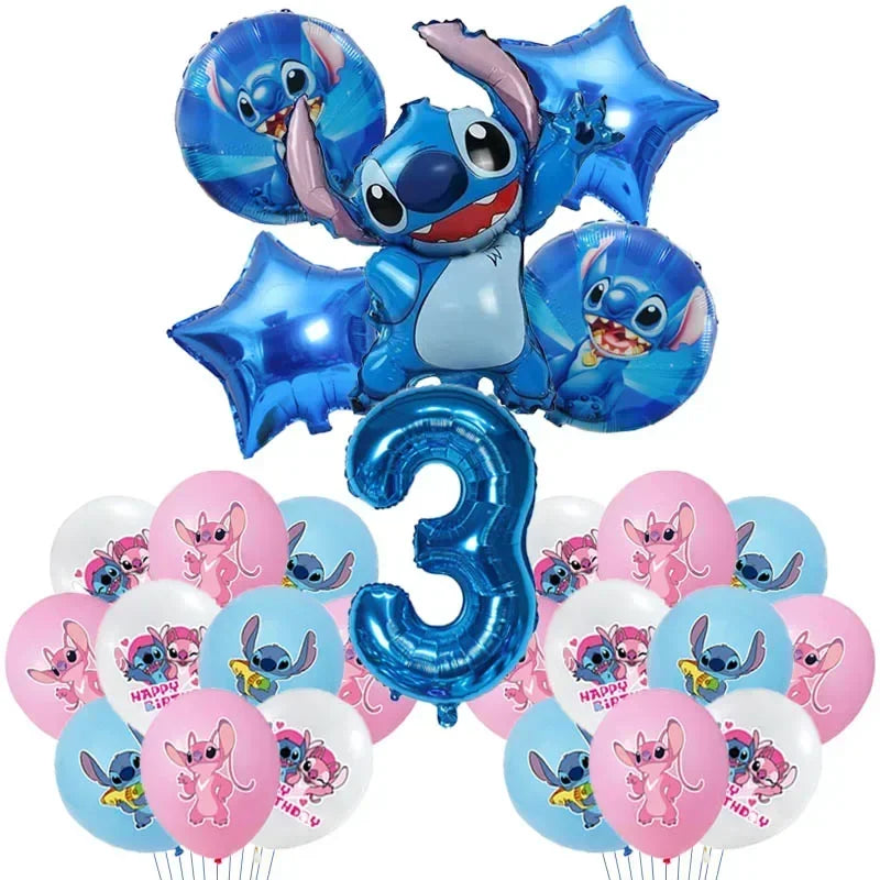 New Lilo & Stitch Birthday Party Decorations Stitch Foil Balloons Disposable Tableware Backdrop Plate Napkin Kids Party Supplies