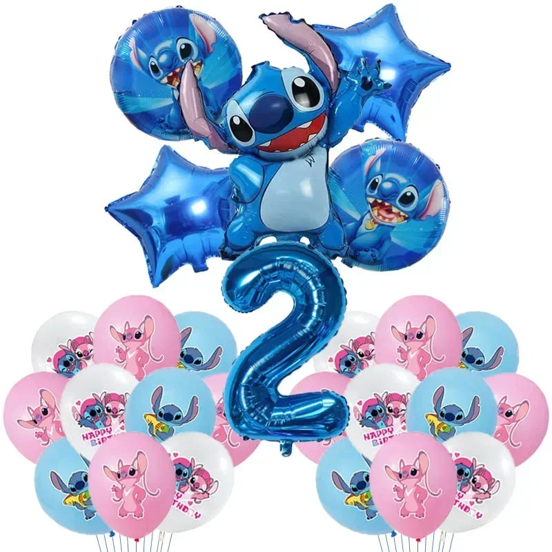 New Lilo & Stitch Birthday Party Decorations Stitch Foil Balloons Disposable Tableware Backdrop Plate Napkin Kids Party Supplies