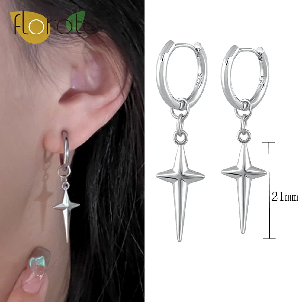 YUXINTOME 925 Sterling Silver Ear Needle Rivet Cone Buckle Piercing Huggie Hoop Earrings for Women Jewelry Accessories Earrings