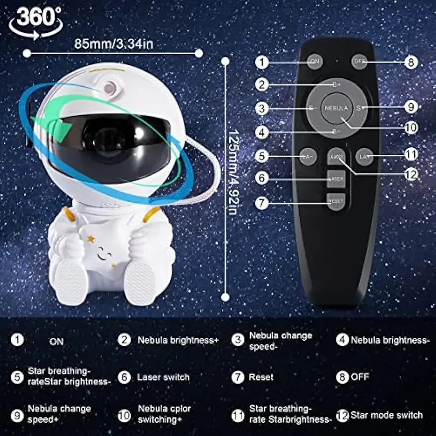 Astronaut Light Projector with Nebula Galaxy Projector Night Light Star Projector for Home Decorative Bedroom Children Kids Gift