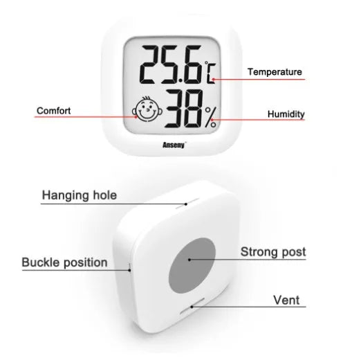 LCD Digital Thermometer Hygrometer Indoor Room Electronic Temperature Humidity Meter Sensor Gauge Weather Station For Home