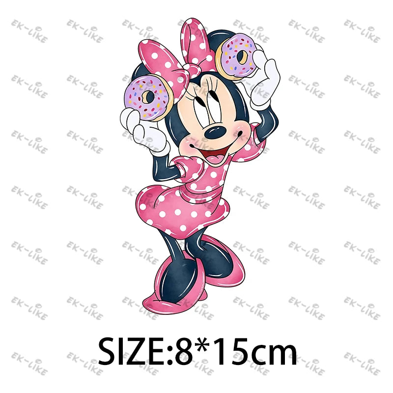 Bowknot Minnie Food Cake Pizza  Iron On Transfer Patches for Clothing DIY T-shirt Applique Decor Stickers on Fabric