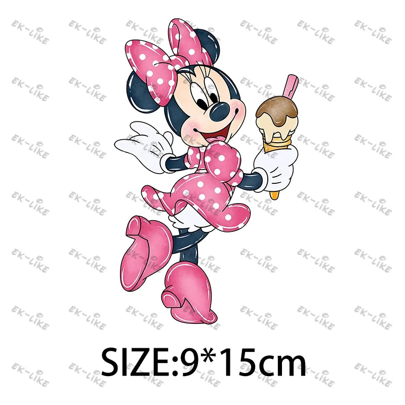 Bowknot Minnie Food Cake Pizza  Iron On Transfer Patches for Clothing DIY T-shirt Applique Decor Stickers on Fabric