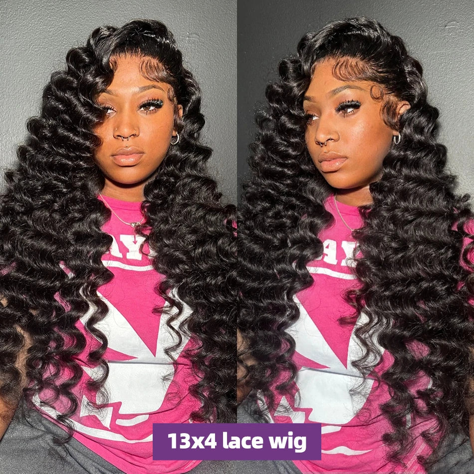 250 Density Loose Wave 13x6 HD Lace Front Wigs Human Hair Brazilian 30 40 Inch 13x4 Deep Curly Wave Lace Frontal Wig For Women