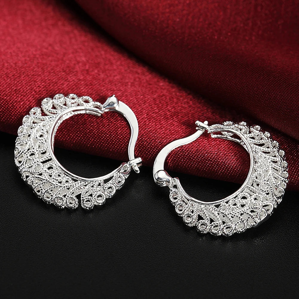 Top Quality 925 Sterling Silver Earrings Simple Round Circle Hoop Earrings For Woman Fashion Wedding Engagement Charm Jewelry