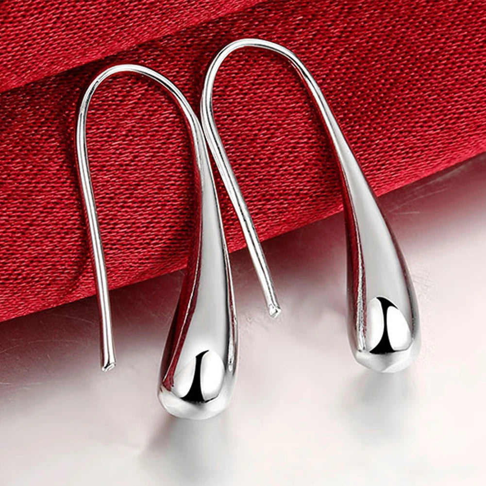 Top Quality 925 Sterling Silver Earrings Simple Round Circle Hoop Earrings For Woman Fashion Wedding Engagement Charm Jewelry