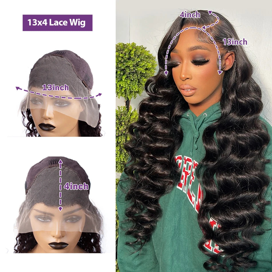 250 Density Loose Wave 13x6 HD Lace Front Wigs Human Hair Brazilian 30 40 Inch 13x4 Deep Curly Wave Lace Frontal Wig For Women