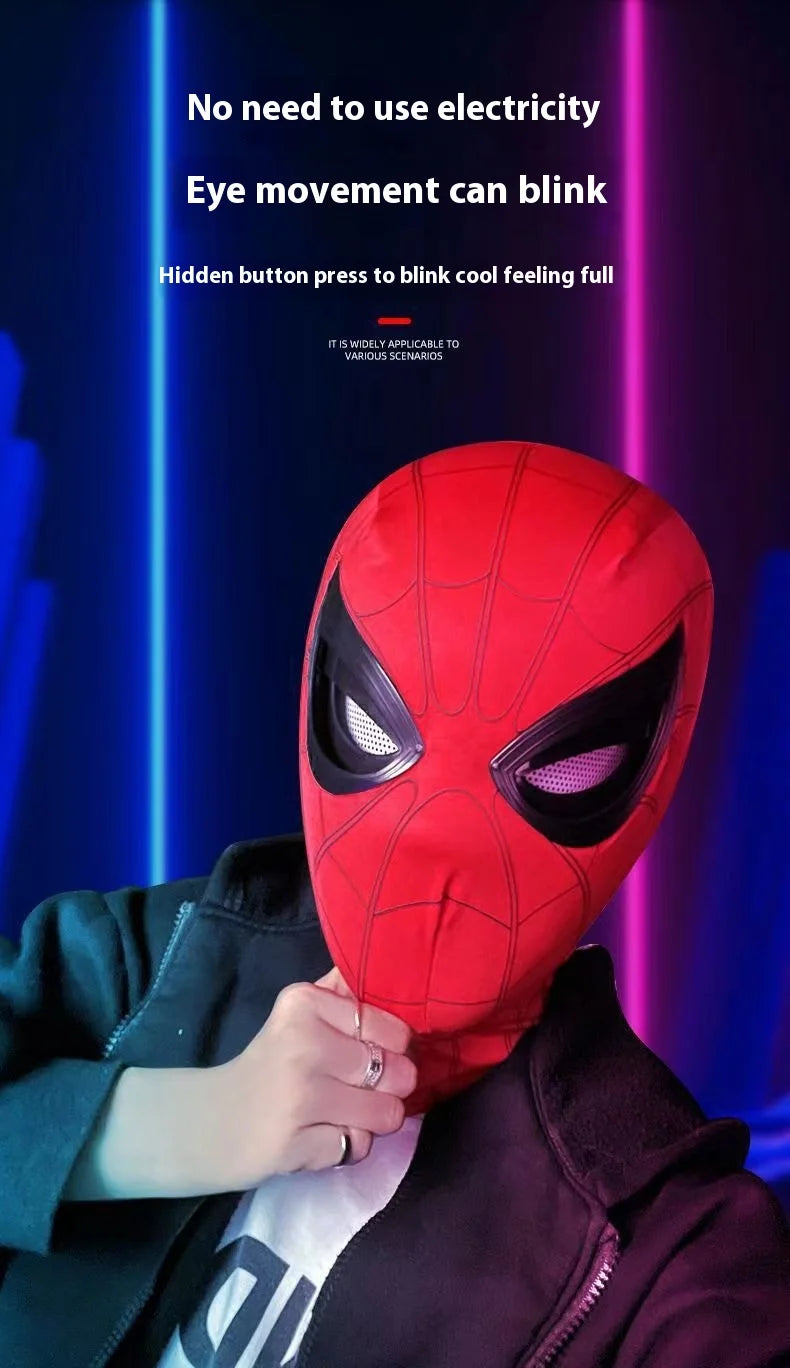 Halloween Spider Man Headset Eye Movement Touch Luminous Mask Funny Cool Role Playing Ring Remote Control Electric Blink Mask