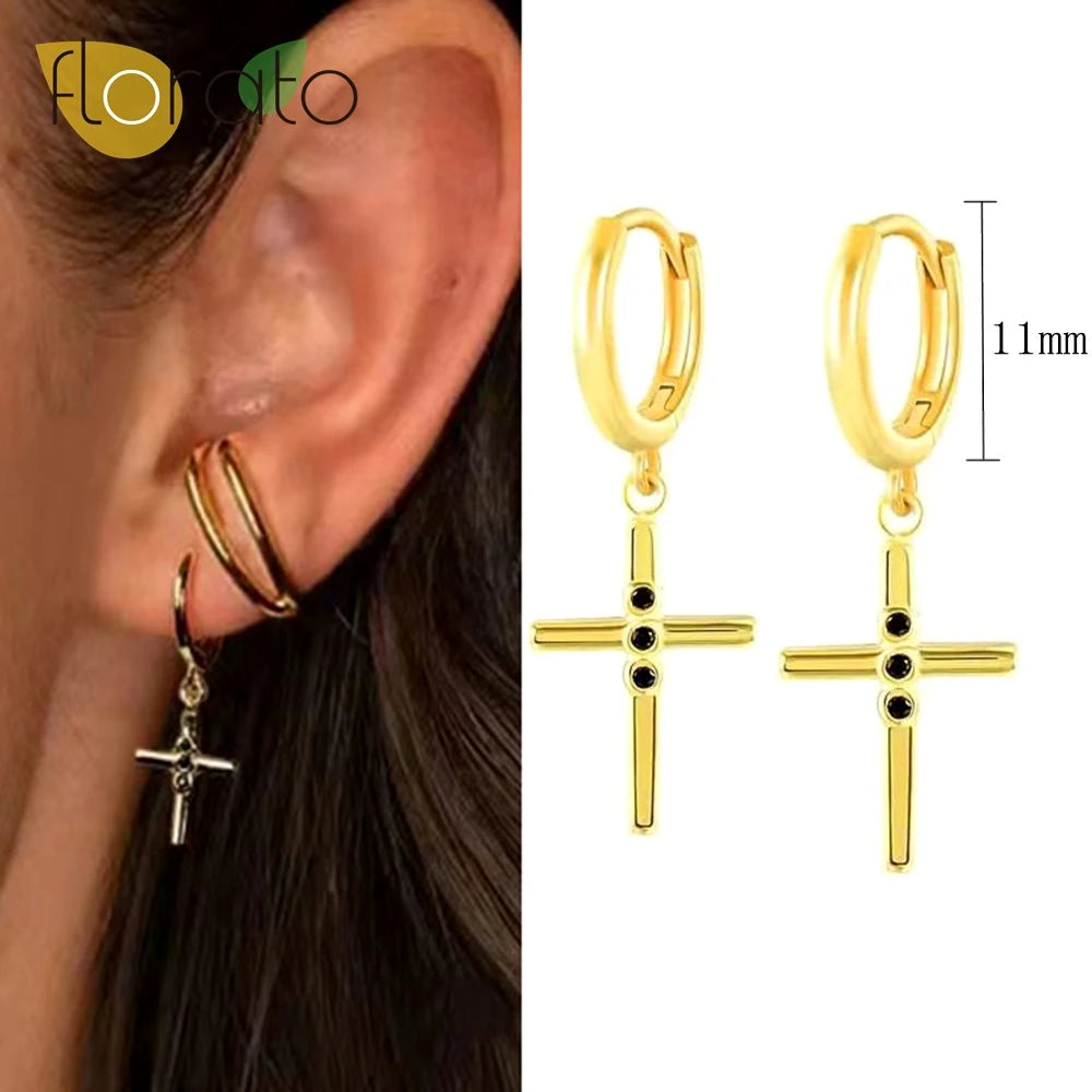 YUXINTOME 925 Sterling Silver Ear Needle Rivet Cone Buckle Piercing Huggie Hoop Earrings for Women Jewelry Accessories Earrings