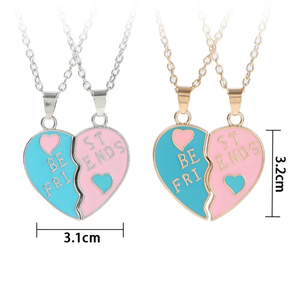 Fashion Best Friends Honey Love Couple Pendant Necklace 2 Pcs/ Set Chain Choke Broken Heart BFF Good Friendship Jewelry Gift