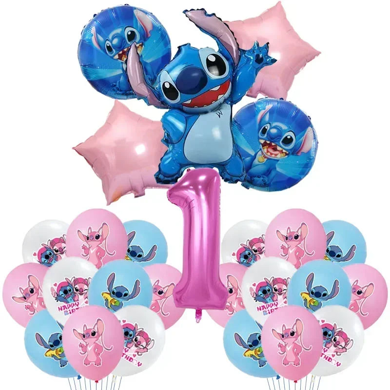 New Lilo & Stitch Birthday Party Decorations Stitch Foil Balloons Disposable Tableware Backdrop Plate Napkin Kids Party Supplies