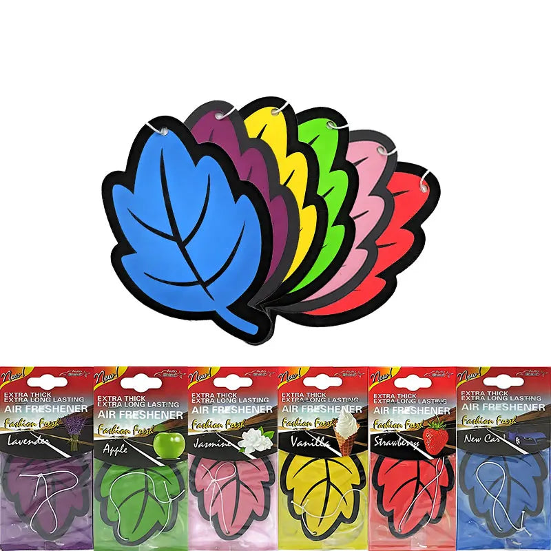 3-60pcs Car Air Freshener Natural Scented Tea Paper Auto Hanging Vanilla Perfume Fragrance Leaf Shape Car Accessories Interior