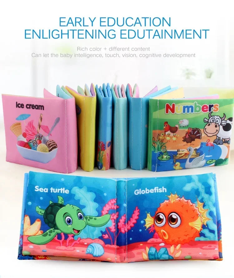 Baby Cloth Books Enlightenment Early Educational Toys Kids Fruits Animal Numbers Food Cognitive Book for Toddlers 12-72 Month