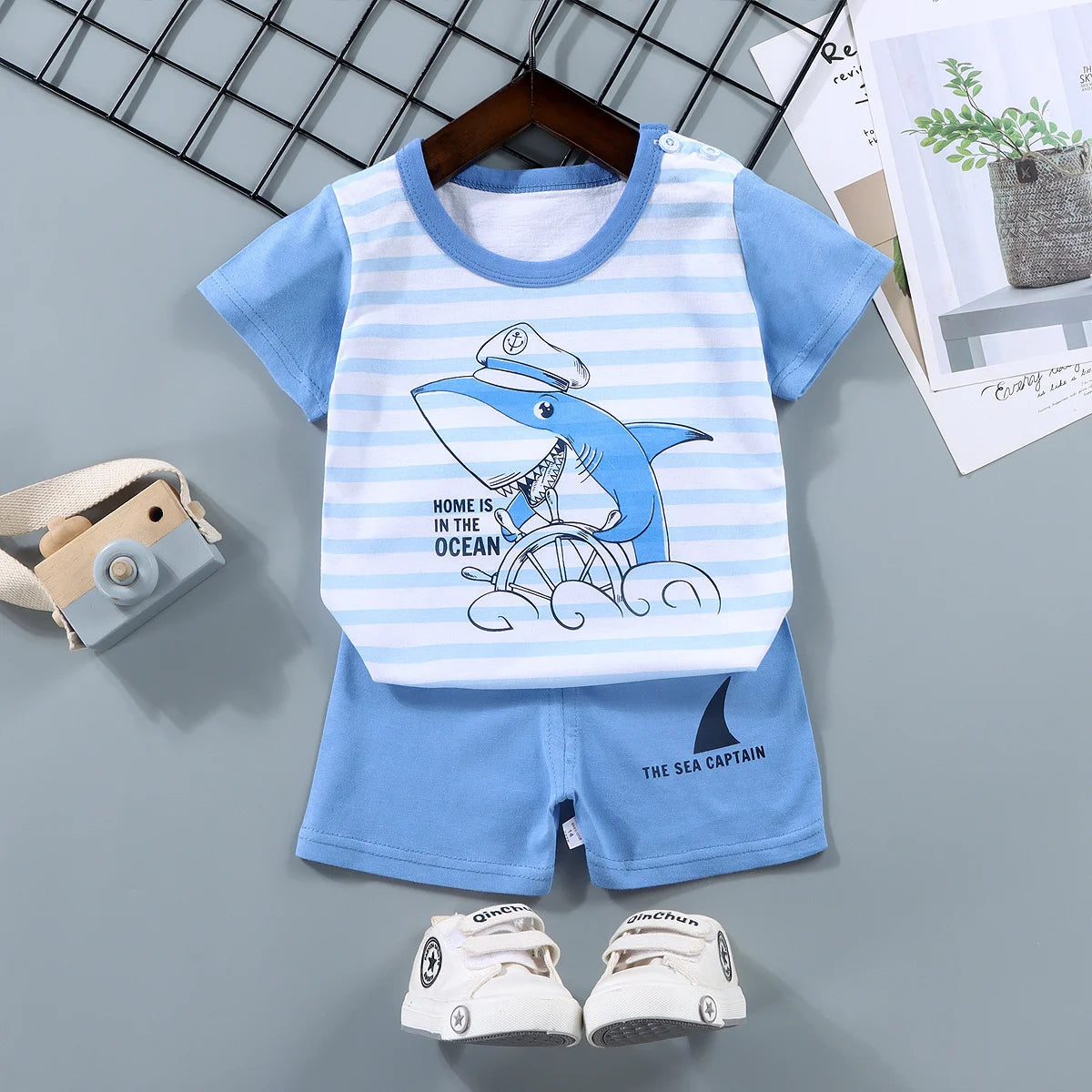 Fashion Kids Clothes Boys Girls Sets Top Shorts 2PCS 100% Cotton Soft Summer Children Baby Cloths T-shirt Shorts Toddler Suit