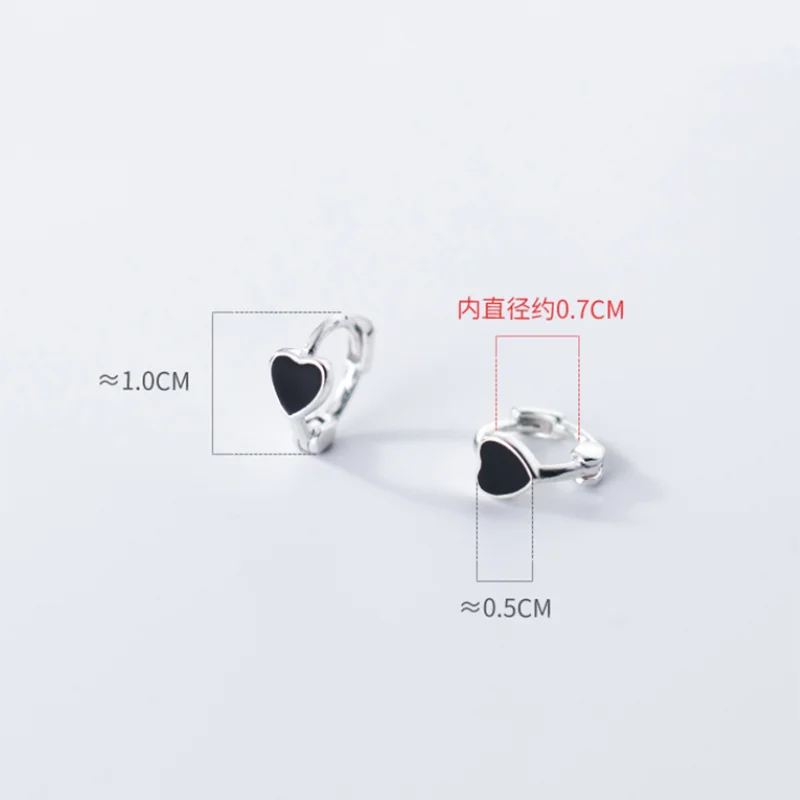 WOOZU 925 Sterling Silver INS Minimalism Sweet Love Heart CZ Zircon Hoop Earrings For Women Girl Small Ear Buckle Jewelry Gift