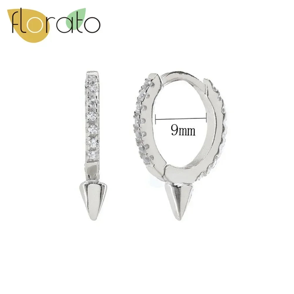 YUXINTOME 925 Sterling Silver Ear Needle Rivet Cone Buckle Piercing Huggie Hoop Earrings for Women Jewelry Accessories Earrings