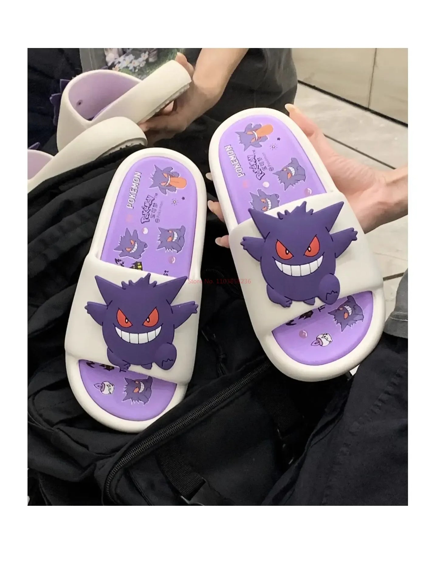 Pokemon Gengar Anime Peripheral Slippers For Men And Women Trendy And Cool Internet Infrared Anti Slip Eva Couple Slipper Gift