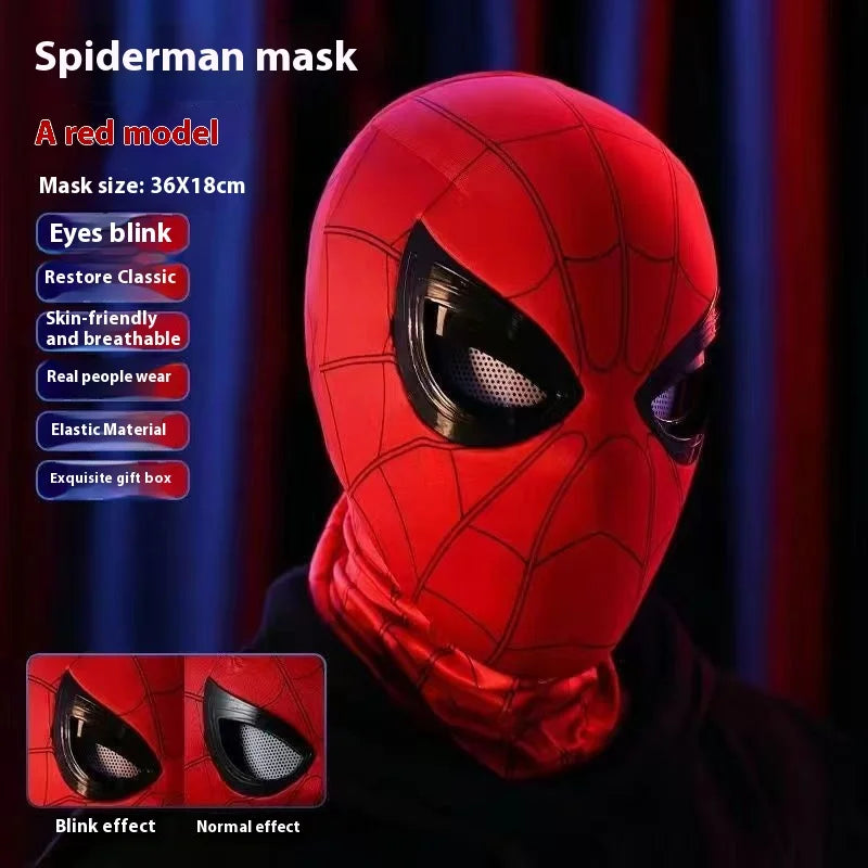 Halloween Spider Man Headset Eye Movement Touch Luminous Mask Funny Cool Role Playing Ring Remote Control Electric Blink Mask