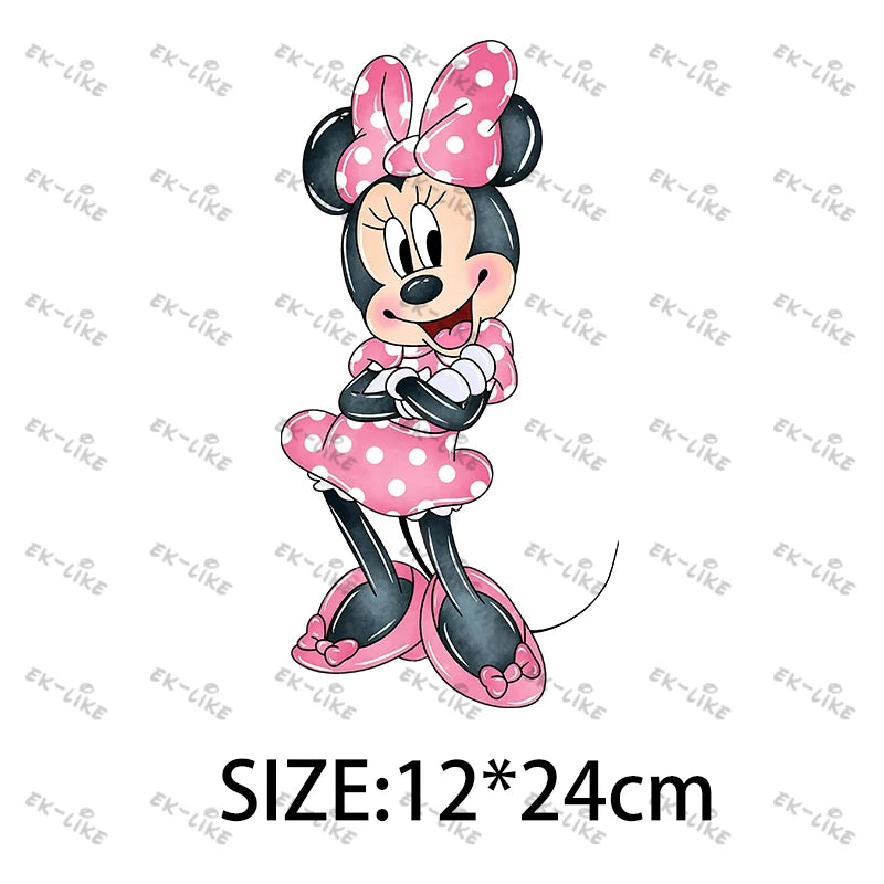 Bowknot Minnie Food Cake Pizza  Iron On Transfer Patches for Clothing DIY T-shirt Applique Decor Stickers on Fabric